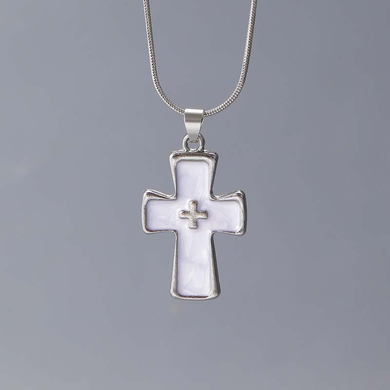

Gothic Pink Cross Pendant Necklace For Men Women Vintage Metal Snake Bone Chain Charm Necklace Y2K Zircon Accessories білий