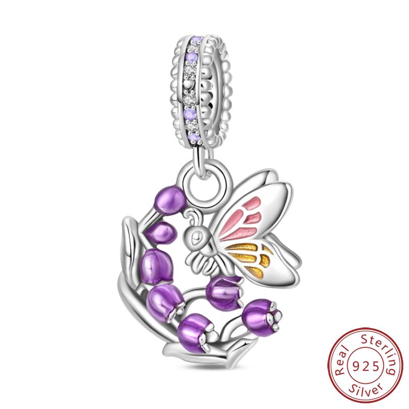 Elegant S925 Silver Butterfly & Dragonfly Multicolor Charms Beads Pendant 3mm DIY Fine Jewelry Making Accessories Gifts