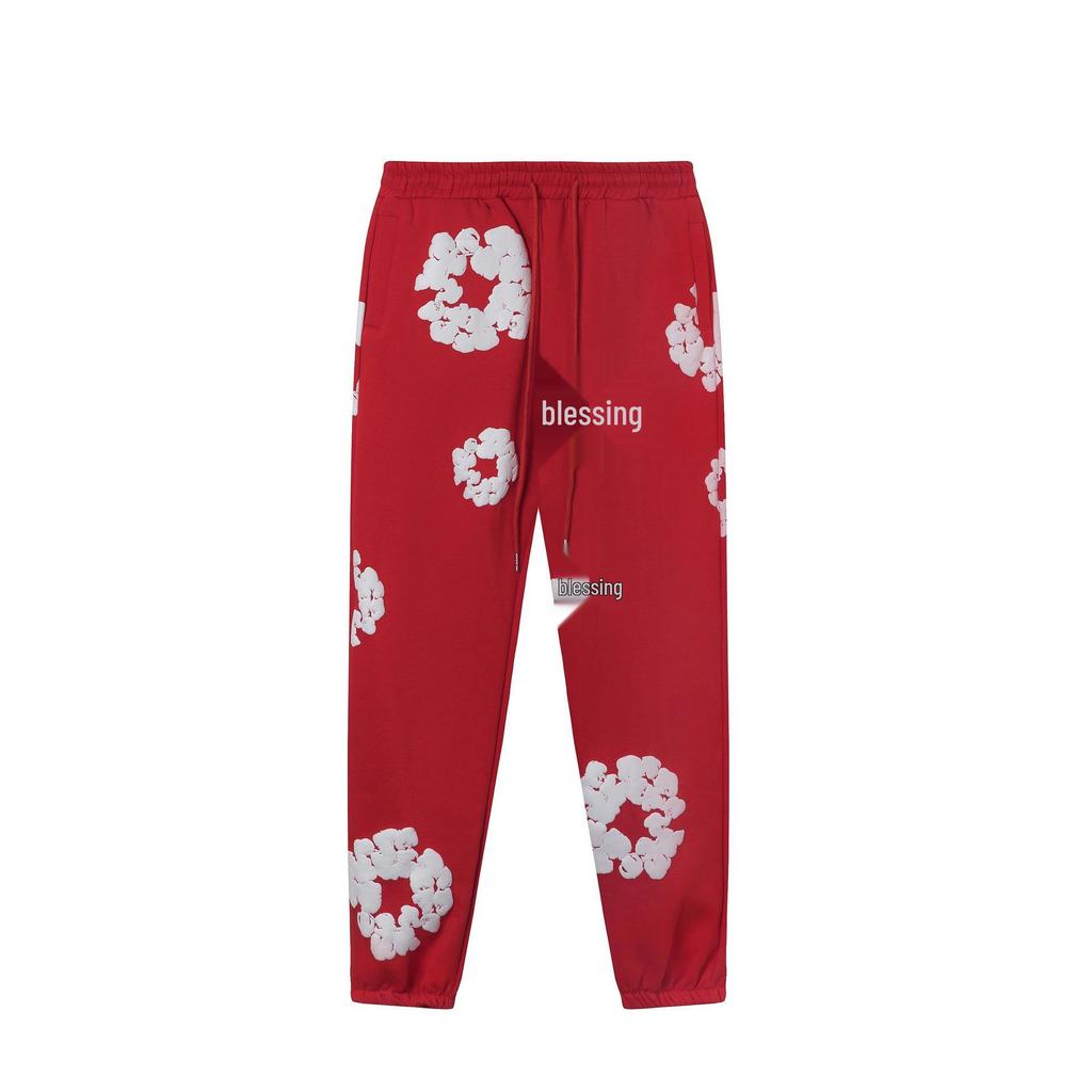 Denim Tears Kanye Style Baumwollblumen Hoodie & Jogginghosen Set