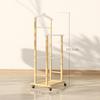 Bamboo Valet Stand with Wheels, Top Hanger, Trouser Bars and Shoe Shelf, Natural & White