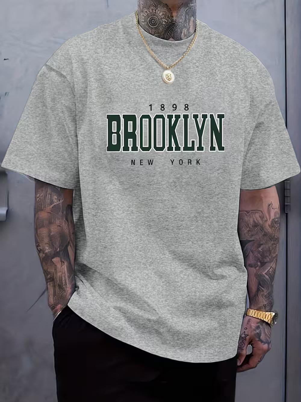 Мужская графическая футболка Brooklyn New York - Повседневная летняя с коротким рукавом XXXL