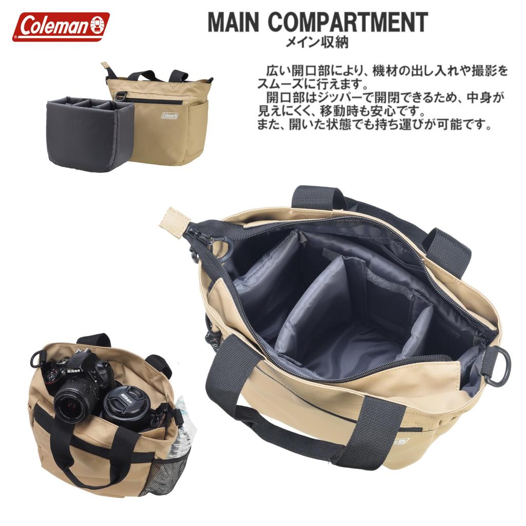 Etsumi Coleman Camera Coleman Tote Bag with Shoulder & Bag, Strap, Sand, VCO-8765