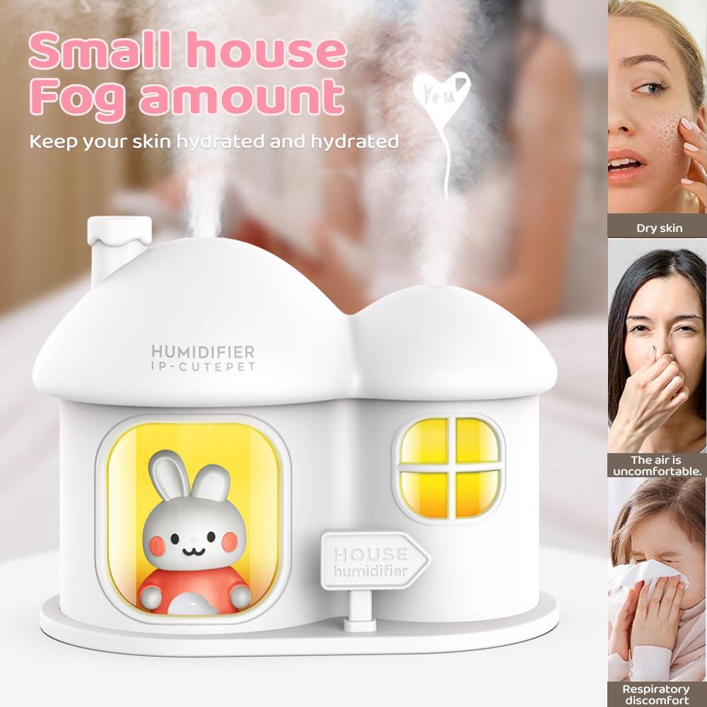 Cartoon Luftbefeuchter USB 300ml Leise Tragbarer Aroma Diffusor Ätherische Öl Lampe mit 7 Farben Umgebungs-Nachtlicht Festivalgeschenke