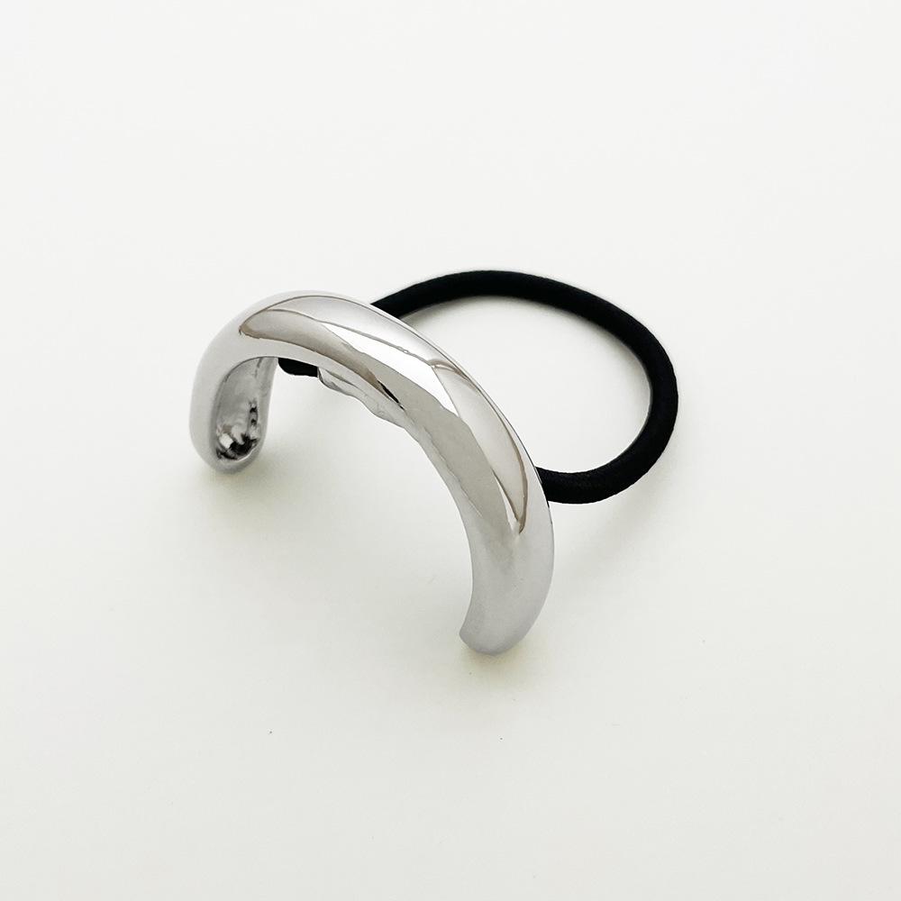 U-Shaped Minimalist Alloy Hair Tie with Bright Finish for Ponytails - European & American Style