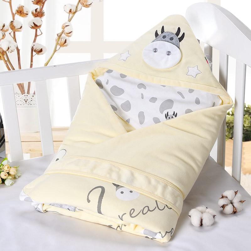 Newborn Cotton Swaddle Blanket Infants 0-12 Months Anti-startle Wrap Winter Thickened 90x90cm