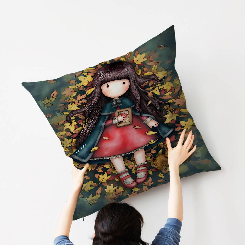 Cute Girls SSantoro Gorjuss Cushion Cover Car Throw Pillow Case For Sofa Car Christmas Gift 40x40cm 45x45cm