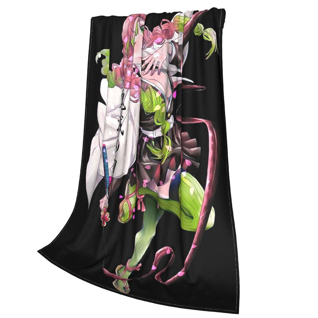 Mitsuri Kanroji en Iguro Obanai Deken Zacht Warm Flanellen Plaid Dekbed voor Bed Woonkamer Picknick Reizen Huis Sofa