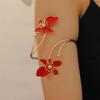 2026 New Trendy Elegant Red Flower Cuff Bracelet for Women Personality Adjustable Arm Bracelets Party Charm Jewelry Accessories
