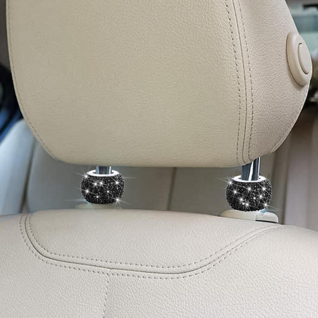 4PCS Bling Car Headrest Collars, Crystal Rhinestone Vehicle Head Rest Collars Decorative Rings, Diamond Automotive Seat Interior Charms Accessories,