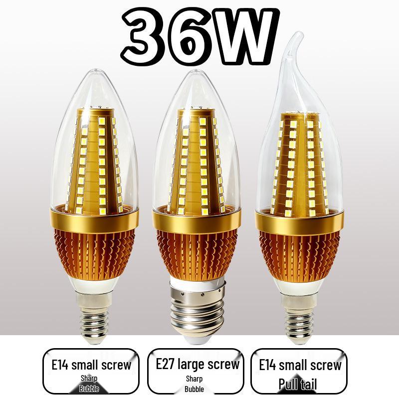 Energy-Saving LED Light Bulb, E14/E27 Base, Ultra-Bright Candle Lamp, Three Colors