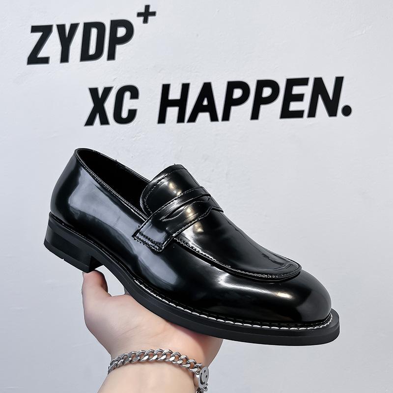 

Spring new patent leather shoes men s glossy foot cover one pedal Doudou shoes British style loafers 24264-A 38 чёрный