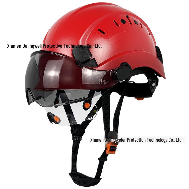 CE Anti-Smash Construction Safety Helmet with Dual Goggles, ABS Material, National Standard