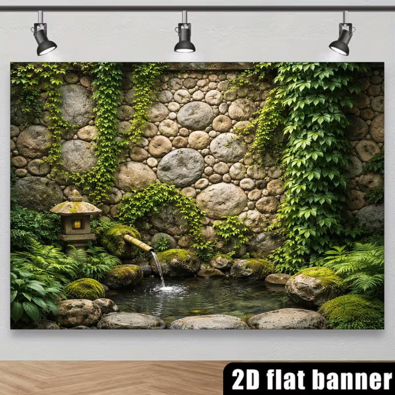 2D Oriental Tea Garden Portrait Photo Backdrop