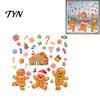 Static Glass Stickers 4Pcs Gingerbread Christmas Window Stickers, Candy Cane Decals, Reusable Tree Decals Decorations for Home Office Xmas Party Decor