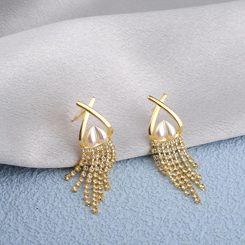 

French Tassel Drop Earrings, Diamond Earrings, Vintage Statement Earrings, Luxury Fashion Dangle