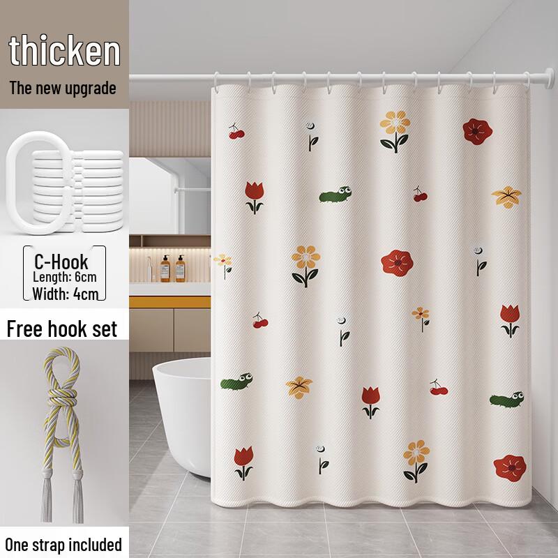 Yicang Floral Waterproof Shower Curtain Set