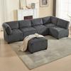 Modular 6-Seater Sofa, Corduroy, Ergonomic, Storage Pockets, Combinable As U-Shape/L-Shape/Sofa Bed, Wood and Metal Structure, Easy Assembly, Grey