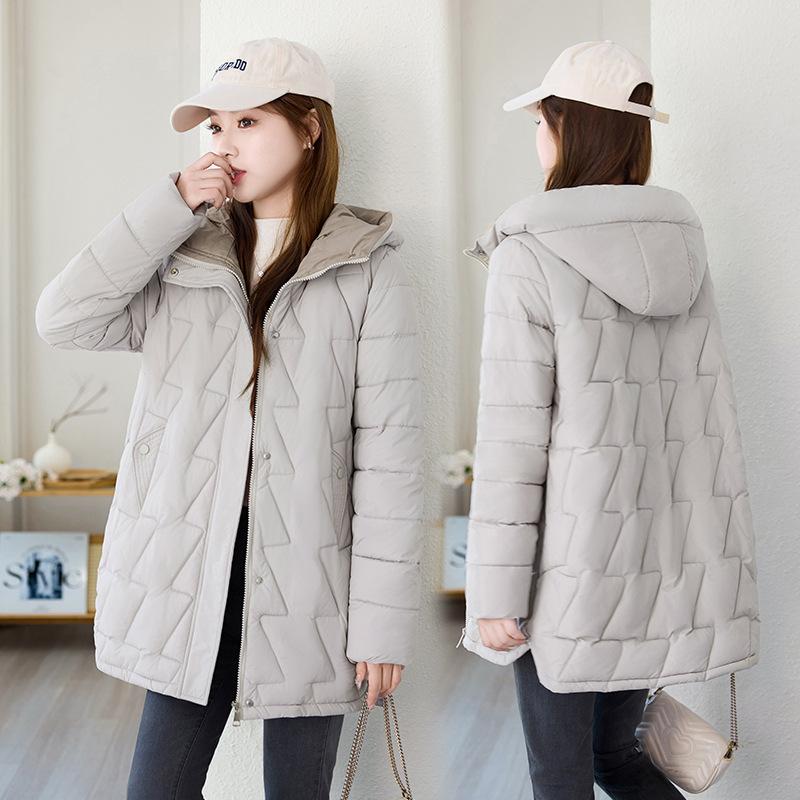

Women Parkas Jacket Warm Thick Long Sleeve Hooded Casual Zipper Jackets Pocket Solid Straight Hoodies Coats Regular Winter S бежевий