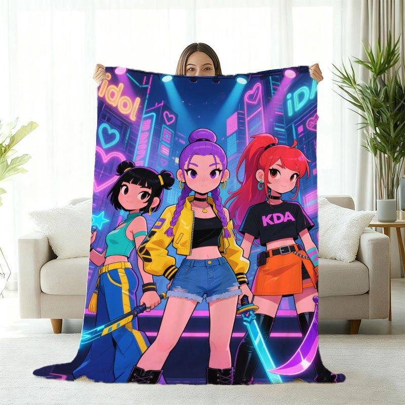 K Pop Blanket Single Sided 2D Print Flannel Soft Fluffy Warm Blanket Bedroom Living Room Sofa Cozy Accessory Gift for K Pop Fans