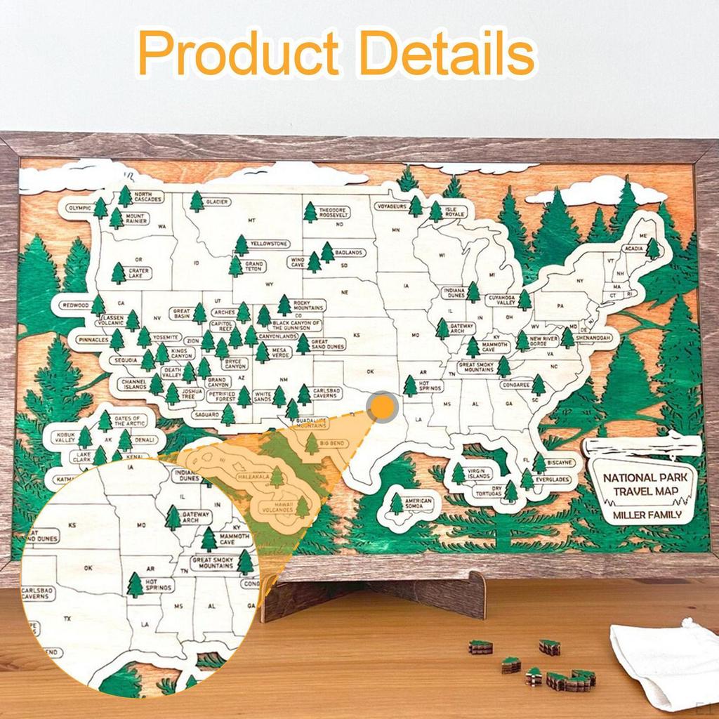 Wooden Parks Travel with Trees, Wall Hanging US Art for Boyfriend Birthday Gifts