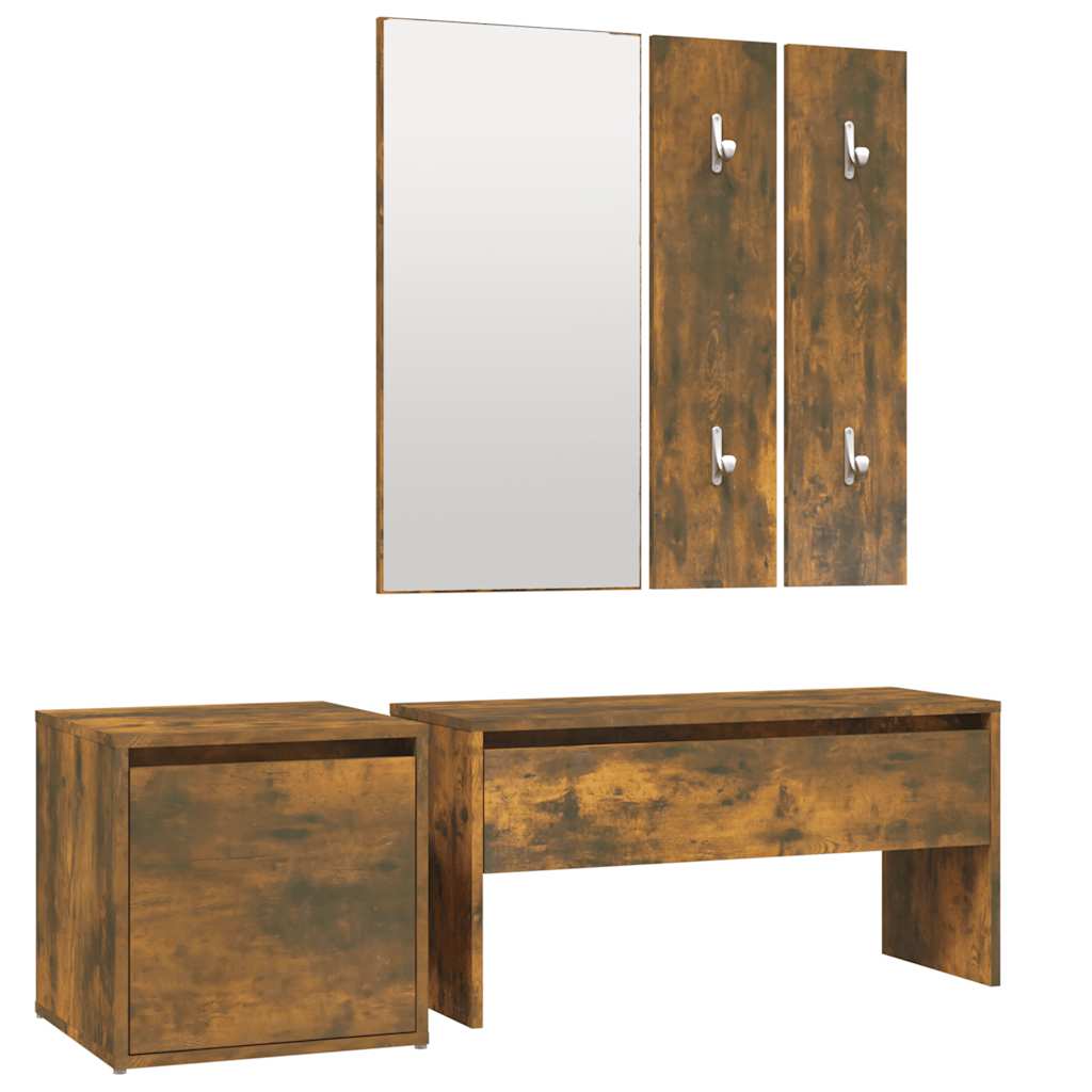 Hallway Furniture Set Smoked Oak Wood Based Material