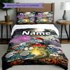 3pcs Duvet Cover Set (1*Duvet Cover + 2*Pillowcase, Without Core), Custom Name Blue Smurfs Pattern Bedding Set, Home Bedroom Decor Gift