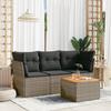 Vidaxl 4-Cz. Garden Lounge Set, Cushions, Grey, Rattan PE