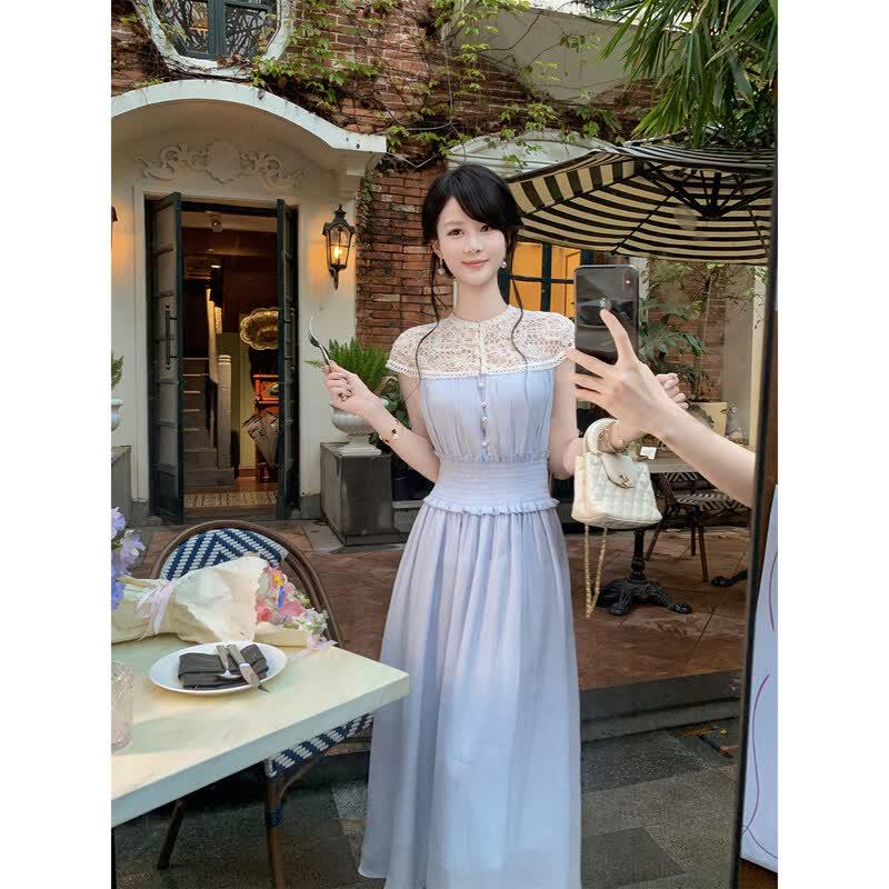 French Style A-Line Maxi Dress L