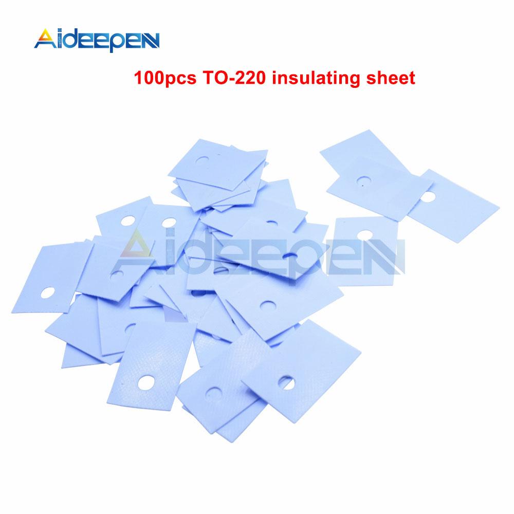 100 Stück TO-220 Transistor Kunststoff-Isolationsscheiben-Körnchen + 100 Stück TO-220 Isolierendes Silikon-Pad-Blattstreifen