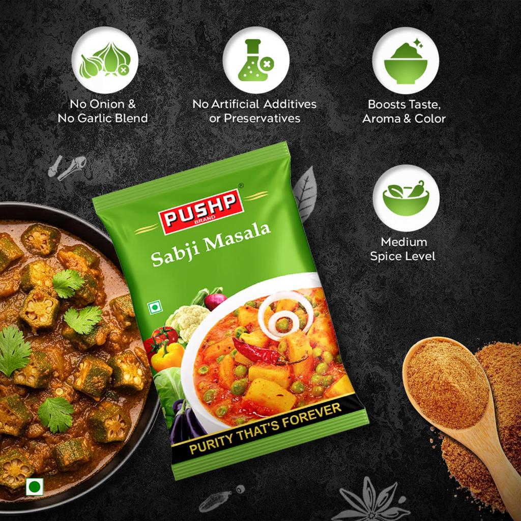 Pushp Sabji Masala Blend For Vegetables 200GXPack Of 2 Premium Quality Seasoning For Authentic Indian Home Cooking Kitchen Use