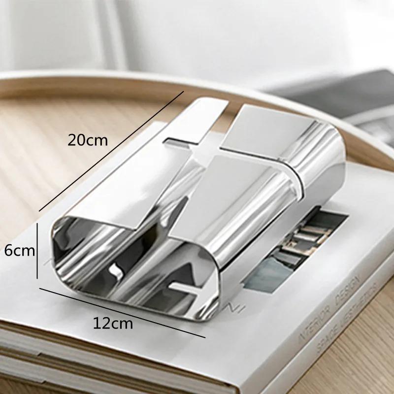 Luxury Stainless Steel Tissue Box, Living Room Tissue Storage Box, Dining Table Center Napkin Holder, Home Decoration