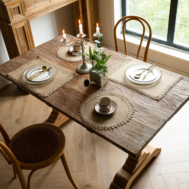 Braided Placemats Heat Resistant Jute Fringe Table Mats Hand Woven Non-Slip Place Mats Tea Cup Pad Indoor Dining Table Decor New