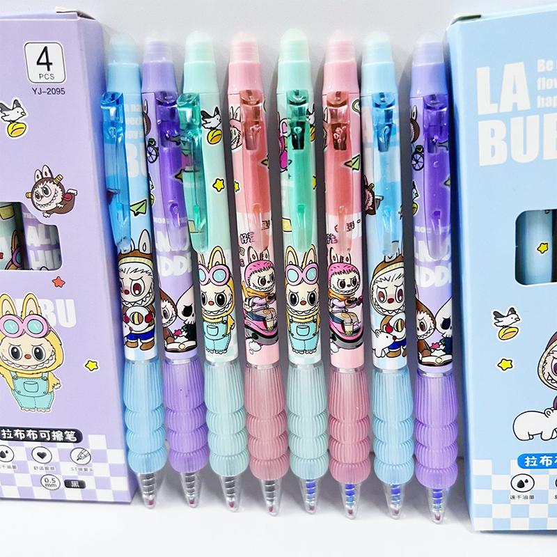 4 szt. Kreatywny Kreskówkowy Długopis Ścieralny Labubu Długopisy Żelowe Długopis Ścieralny dla Uczniów Artykuły Biurowe Artykuły Papiernicze dla Uczniów Prezenty