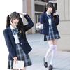 High School Uniform Blazer JK Uniform Cosplay Costume Set Ribbon Shirt Pleated Skirt Check Set School Commuting Mori Girl School Festival Navy S