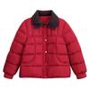 Fashion color matching lapel short down cotton clothes women's winter new warm casual versatile women's jacket