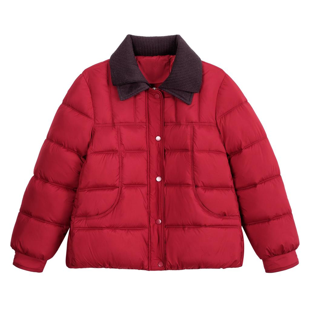Fashion color matching lapel short down cotton clothes women's winter new warm casual versatile women's jacket