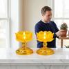 2Pcs Creative Electronic Lotus Lamp Ornament Lotus Shaped Swing Flameless Candles  Home Decor