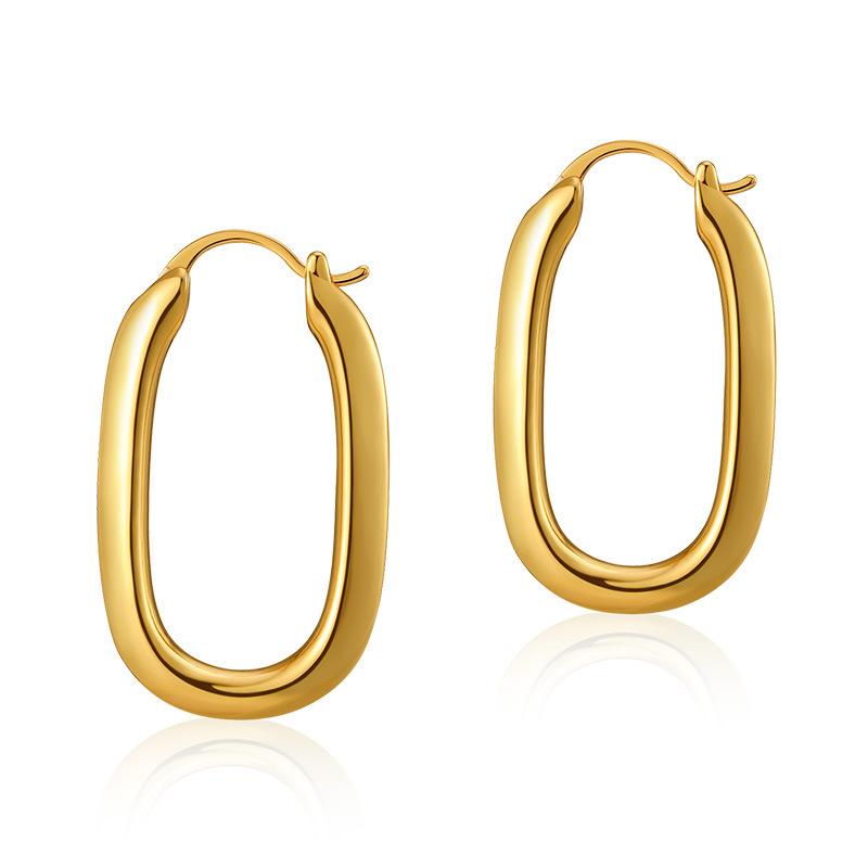 K Gold Plated Copper Geometric Simple Circle Hoop Earrings For Women