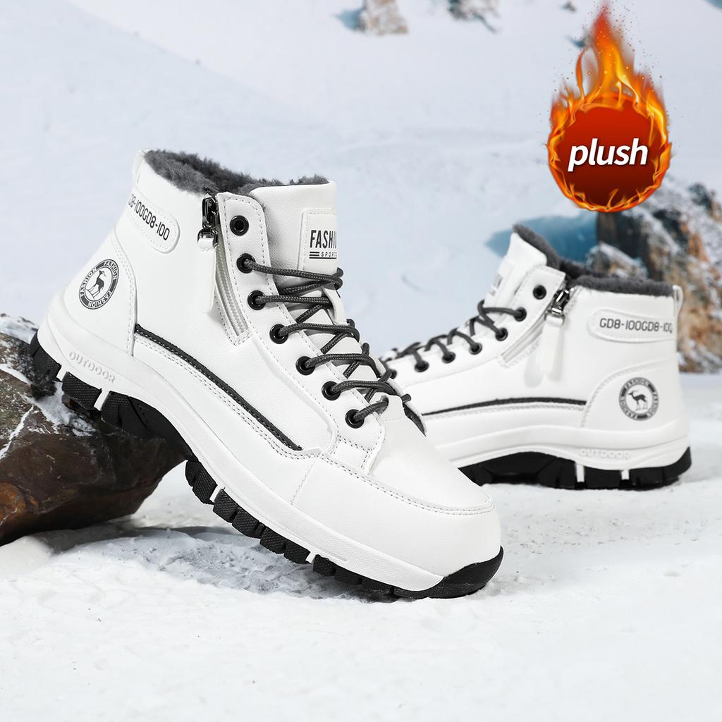 TUINANLE מגפי שלג לגברים נעלי סניקרס חורפיות מכותנה סופר חמות קטיפתיות גברים חיצוניות מונעות החלקה קלות משקל מגפי טיולים נעלי עבודה