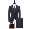 Men's Striped Counter Suit Set: Groom's Wedding & Best Man Three-Piece Korean-Style Jacket.