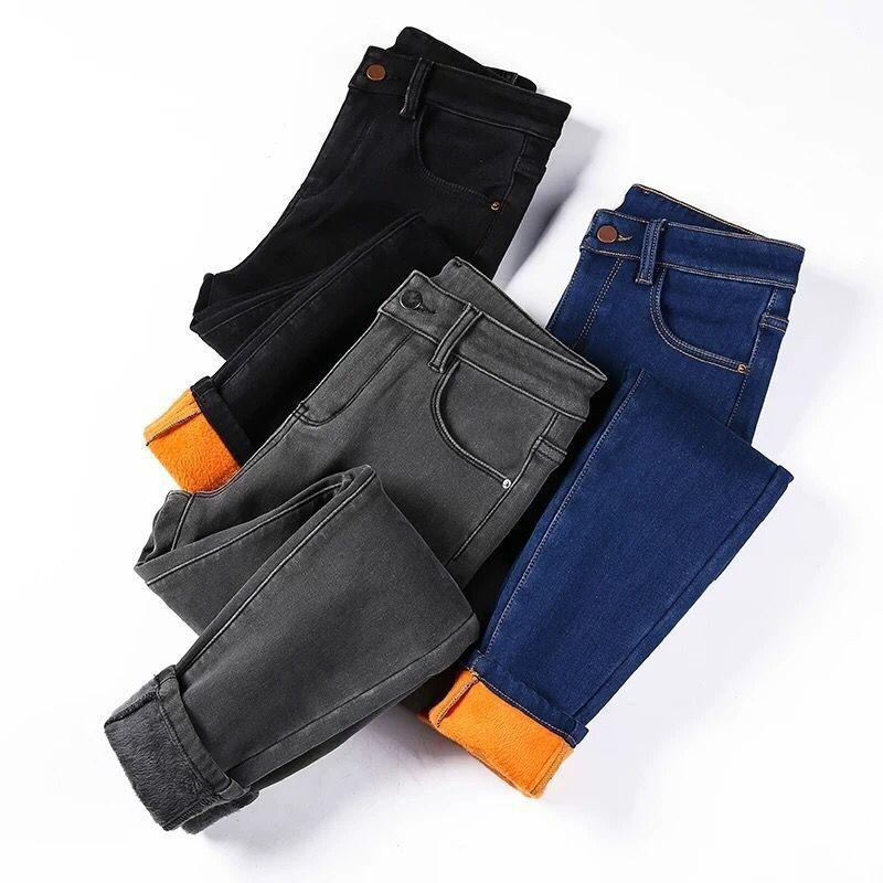 Hohe Taille Samtjeans Damen Frühling und Herbst Neue trendige und dünne elastische Hosen Schwarze Hosen Große Größe