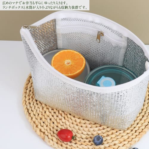 Insulated Lunch Bag, Long-Lasting Cold and Warm Insulation, Large Capacity, Compact, Foldable, with Ice Pack Pocket, Rice Ball Case, Bento Bag [Double