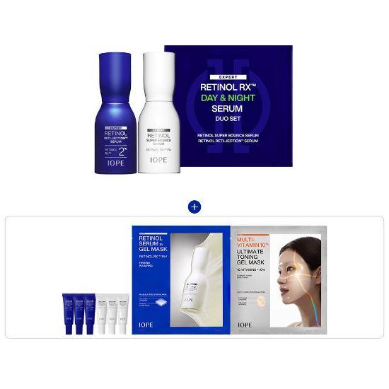 IOPE Retinol Day & Night Serum Set Super Bounce Serum + Retijection Serum Anti-Wrinkle & Firming Care 50ml + 50ml