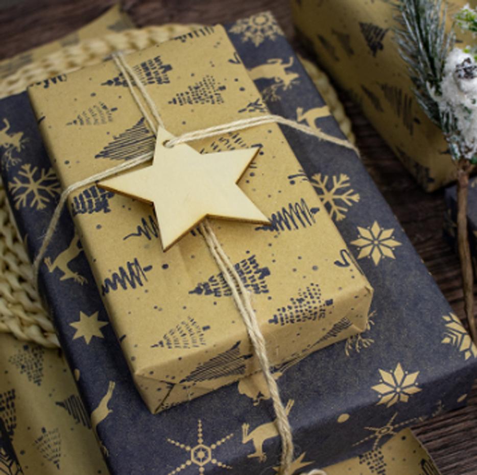 Christmas Packaging Paper Double-Sided Holiday Gift Wrap Christmas Wrapping Paper Premium Double-Sided Printed Kraft Paper