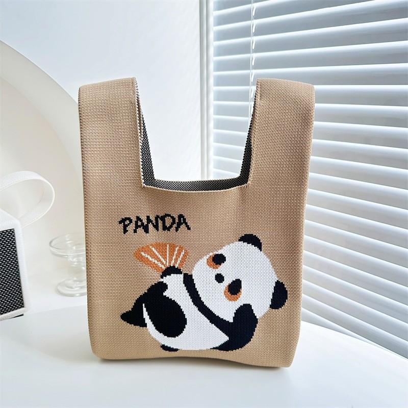 Gestrickte Handtasche im chinesischen Stil mit Riesenpanda – süße, gewebte Souvenir-Geschenktasche