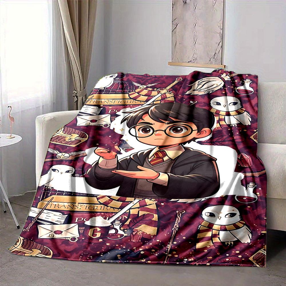 1pc Harry Potter Blanket Lightweight Flannel Throw For Sofa, Bed, Travel, Livingroom, Office, Couch, Chair, And Bed