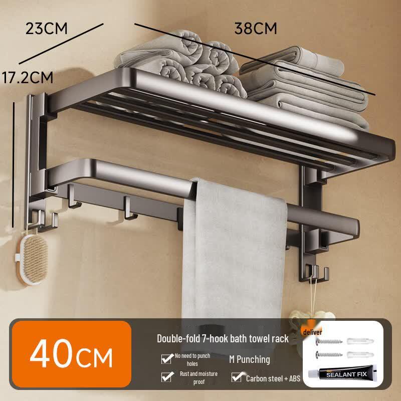 

MICOE Drill-Free Foldable Towel Rack & Storage Shelf