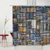 3D Printing Brick Pattern Shower Curtains Set Vintage Stone Brick Wall Polyester Fabric Hanging Curtain Bathroom Curtain Hooks