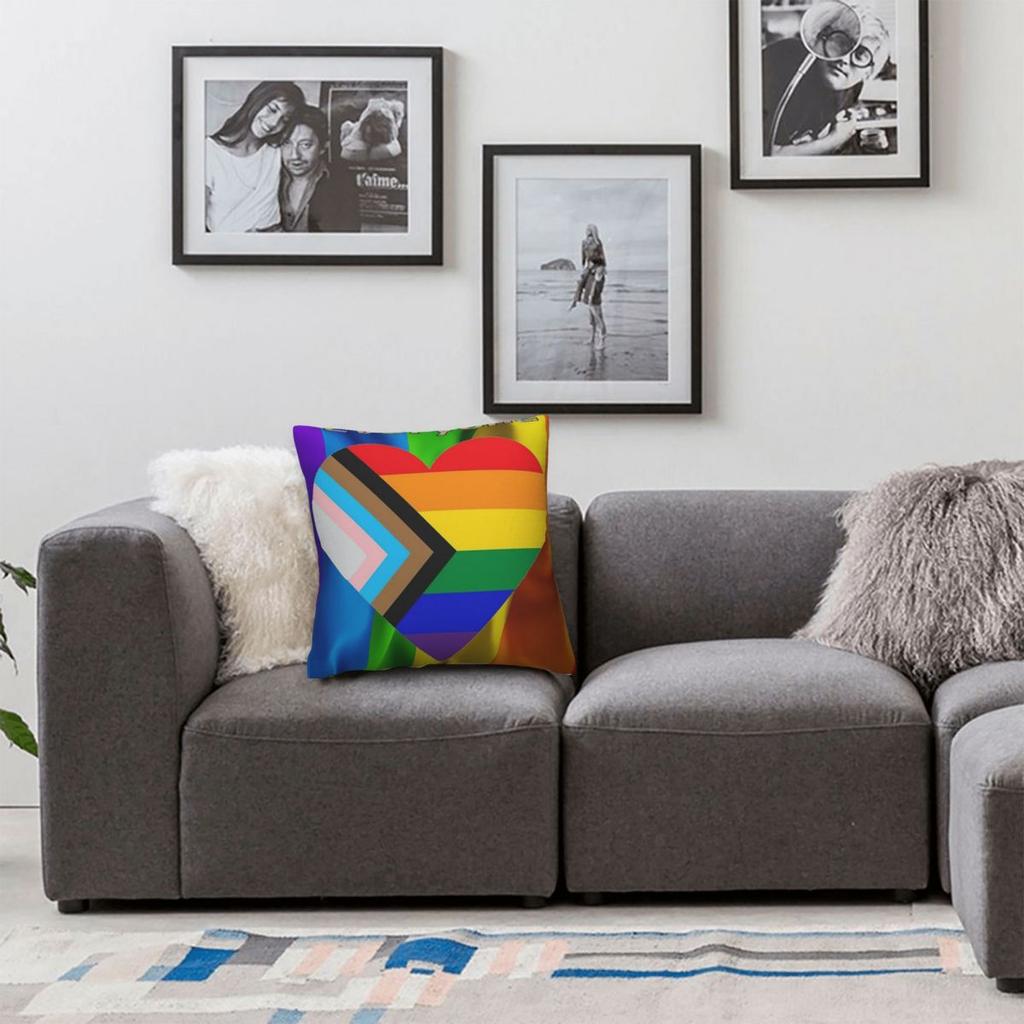 Everyone Is Welcome Lgbtq+ Pillowcase Polyester Linen Velvet Printed Zip Decor Pillow Case Room Cushion Cover 45X45