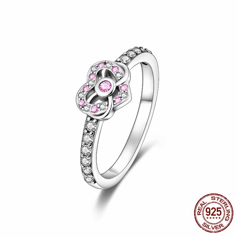 Brand New 100% Genuine 925 Silver Women's Ring Original Heart Crown Rose Gold Crystal Engagement Ring Wedding Anniversary Jewelr